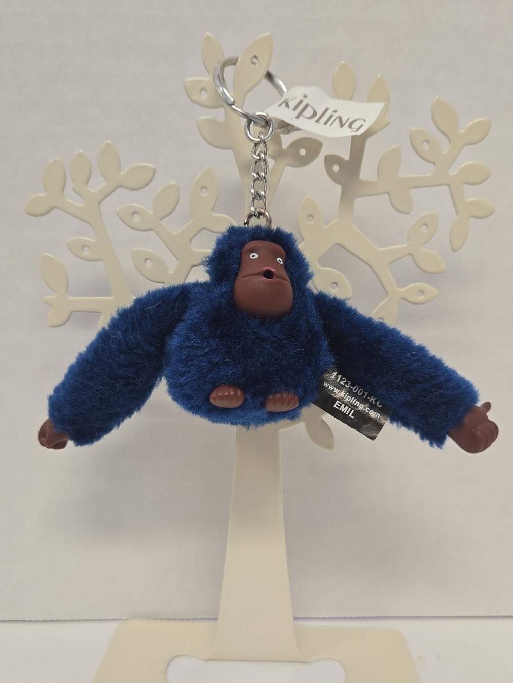 Kipling Emil Deep Blue Plush Monkey Keychain/Bag Charm 6"x2" NWT